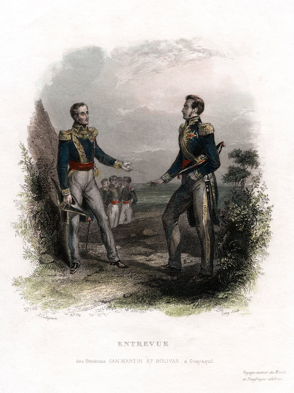 Incontro tra i generali San Martin e Bolivar, Guayaquil, Ecuador da Levy