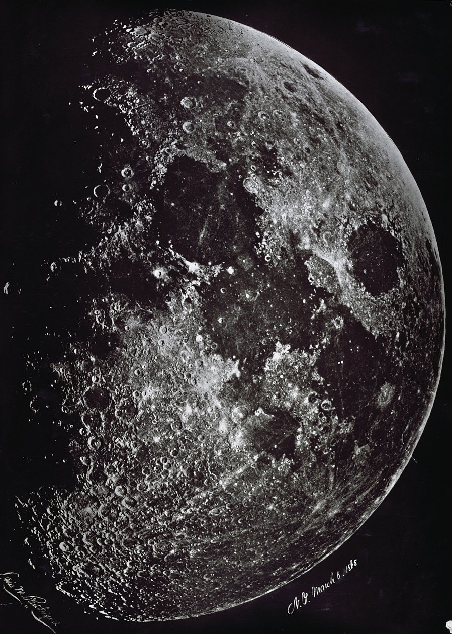 Fotografia della luna nel 1865 da Lewis M. Rutherford
