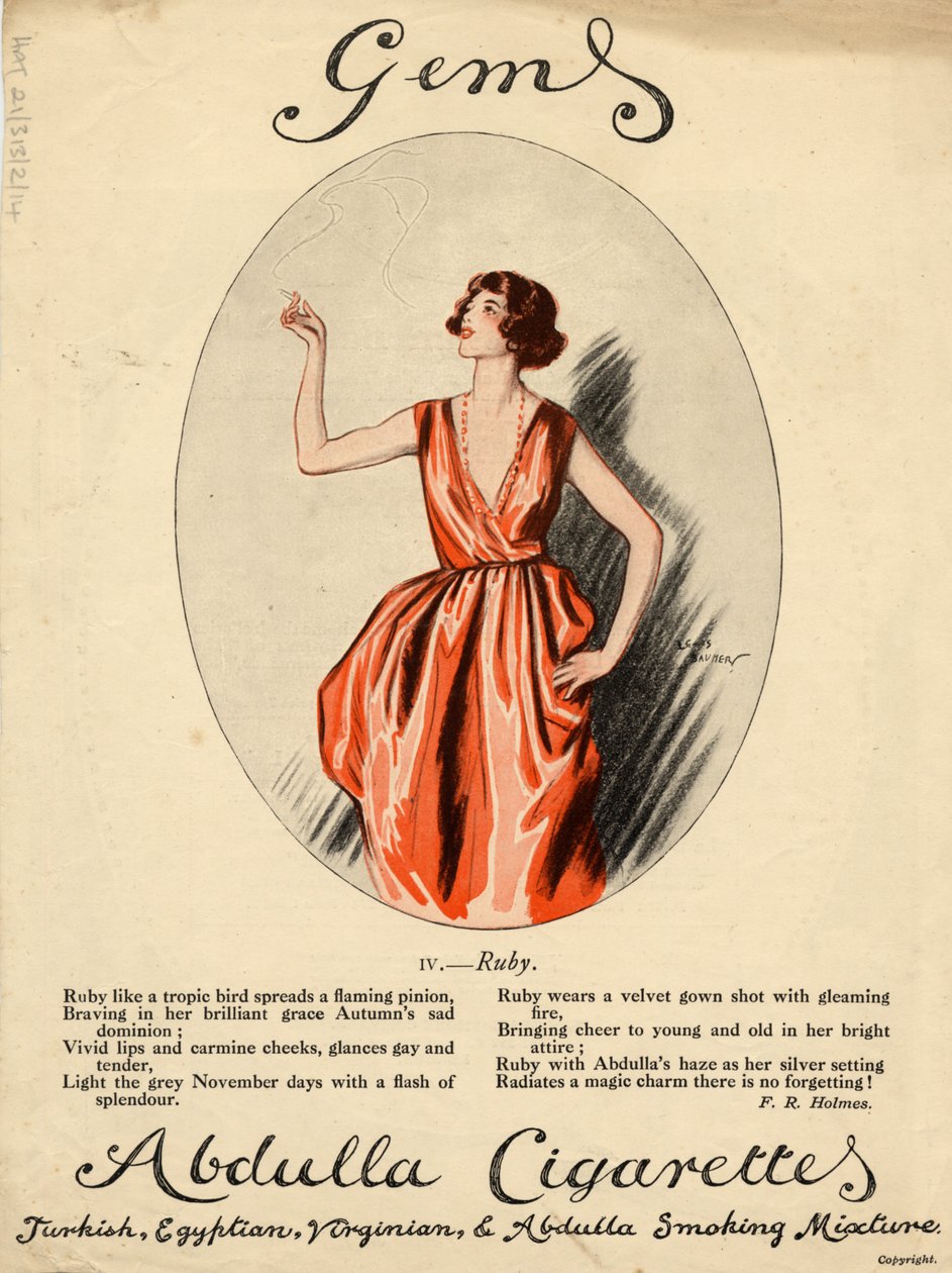 Sigarette Abdulla, anni 1920 da Lewis Baumer