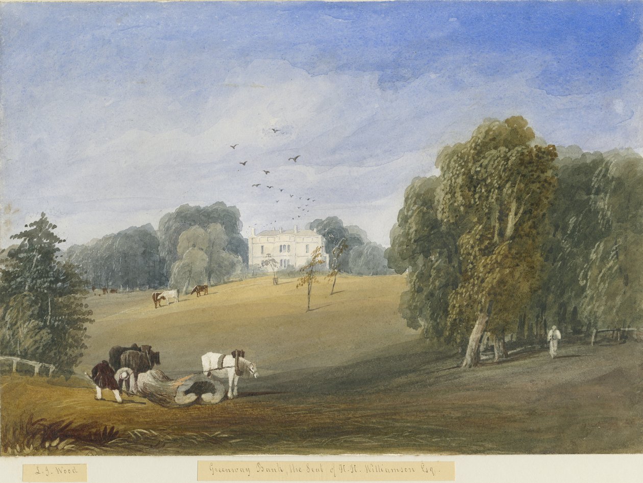 Greenway Bank - Sala: acquerello, nd [c 1840] da Lewis John Wood