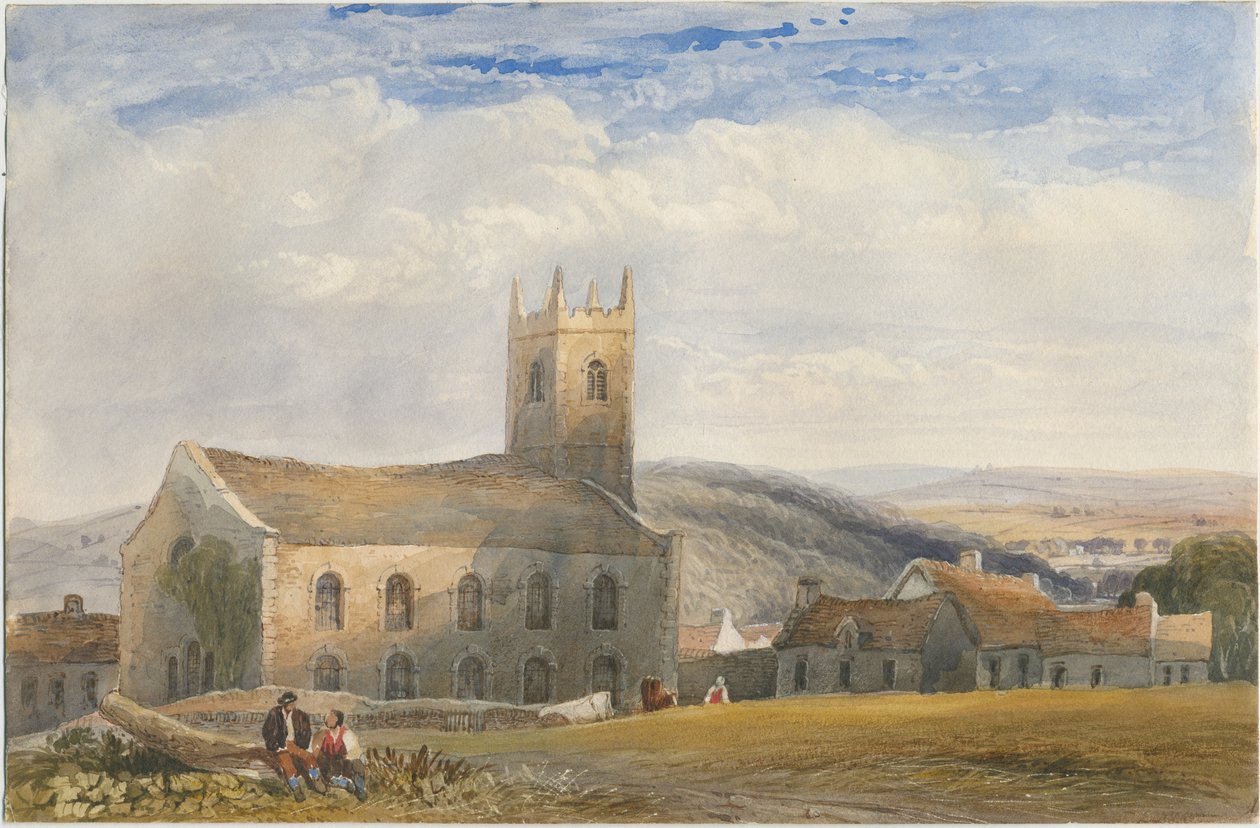 Chiesa di Longnor - "San Giles" [San Bartolomeo]: dipinto ad acquerello da Lewis John Wood