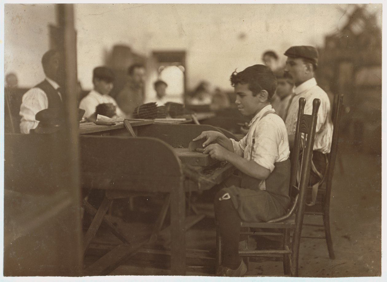 Apprendista bambino alla fabbrica di sigari De Pedro Casellas, Tampa, Florida, 1909 da Lewis Wickes Hine