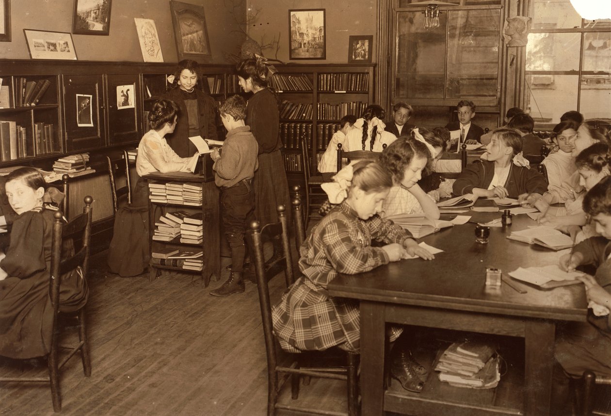 Biblioteca, Henry Street Settlement, New York City da Lewis Wickes Hine