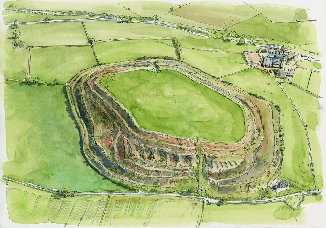 Old Oswestry (acquerello su carta) da Liam Wales