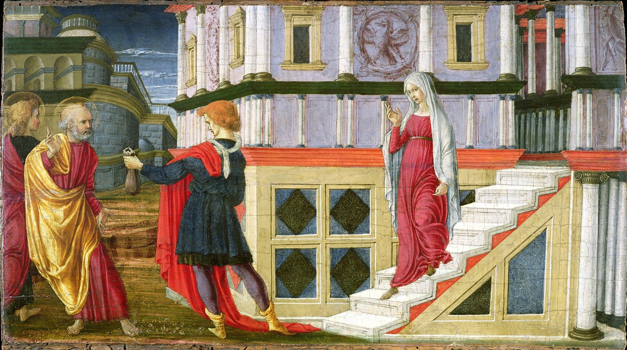 Simon Mago offre denaro a San Pietro, 1470-75 da Liberale da Verona