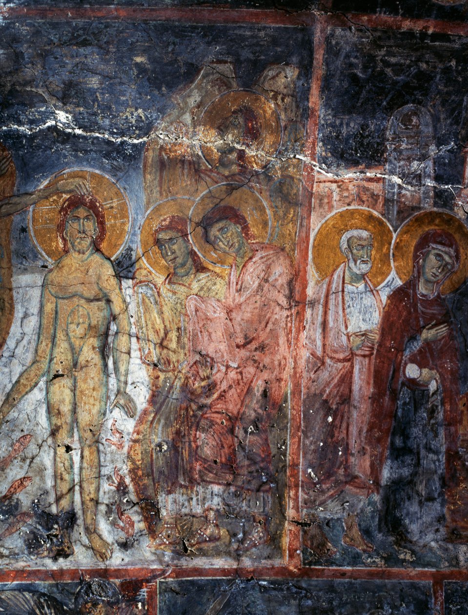 Cristo, Madonna e Santi, affresco nel monastero di Agios Georgios, Diavaide, Creta, Grecia da Unbekannt Unbekannt