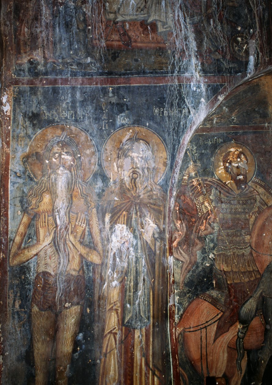 Cristo e santi, affresco nella chiesa di Agios Ioannis, Kantanos, Creta, Grecia (foto) da Unbekannt Unbekannt