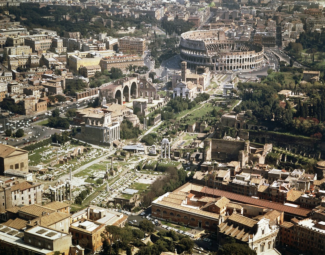 Colosseo o Anfiteatro Flavio, vista aerea, 70-80 d.C., Roma, Italia da Unbekannt Unbekannt