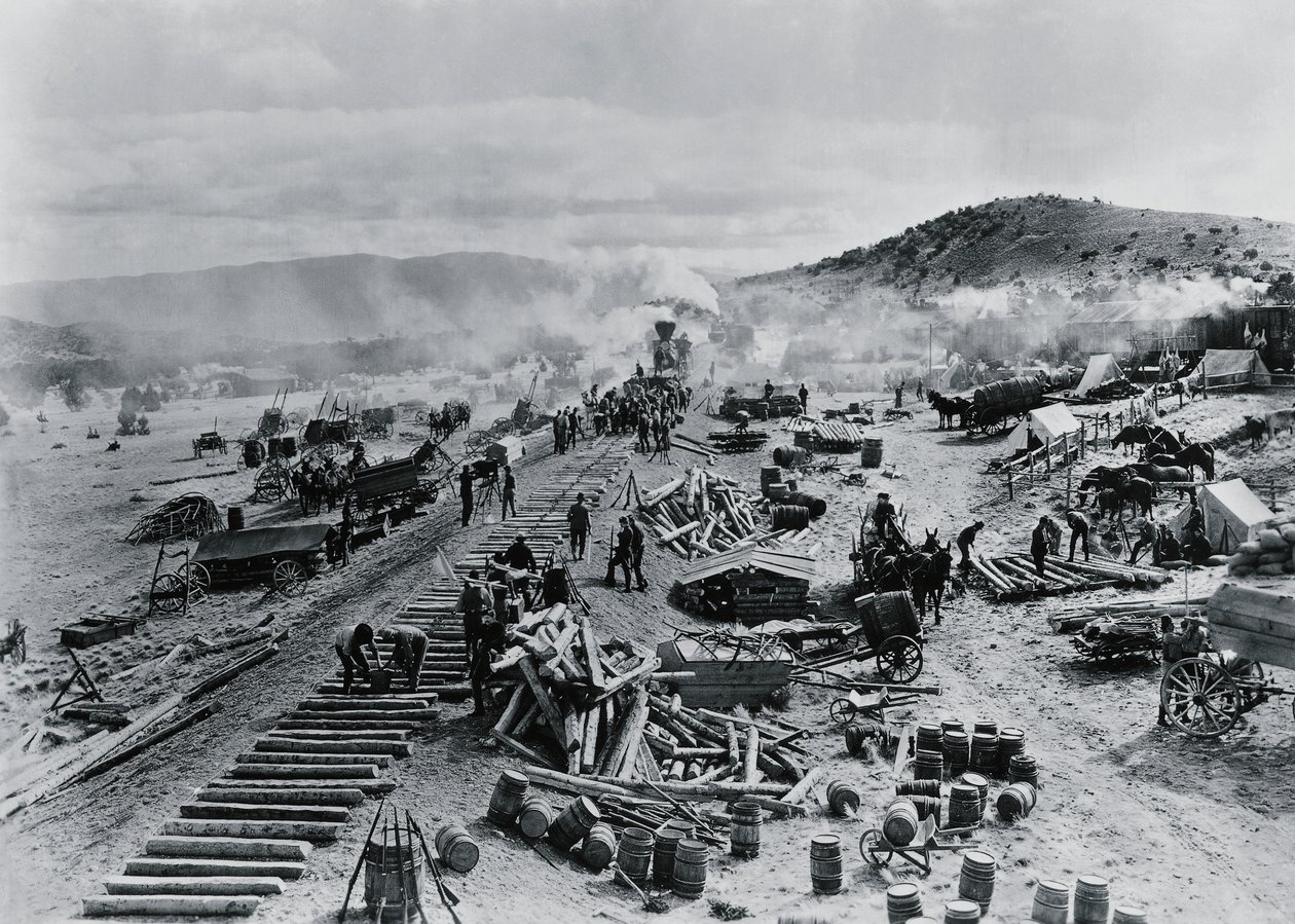 Costruzione della linea ferroviaria nei territori occidentali, USA da Unbekannt Unbekannt