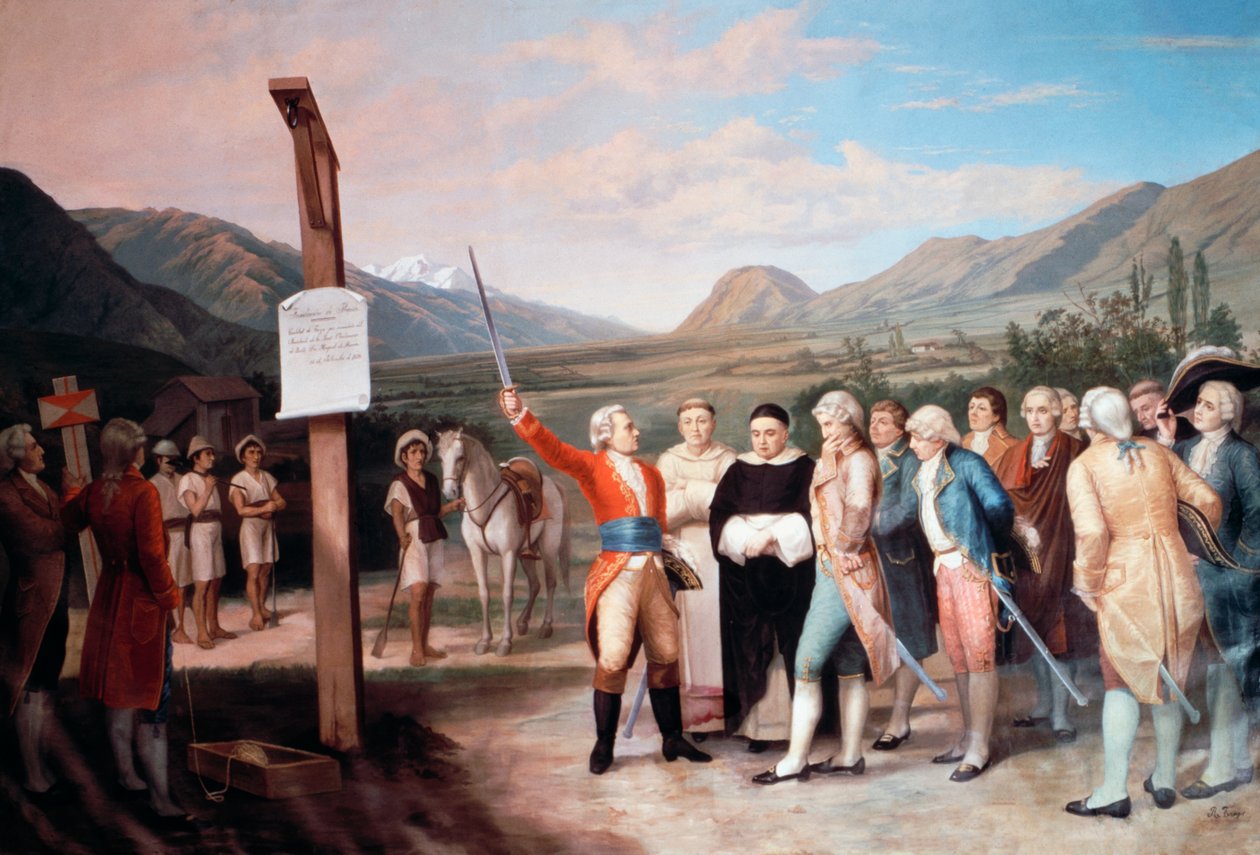 Fondazione della città di Ibarrada da parte di Cristobal de Troya nel 1606, Ecuador da Unbekannt Unbekannt