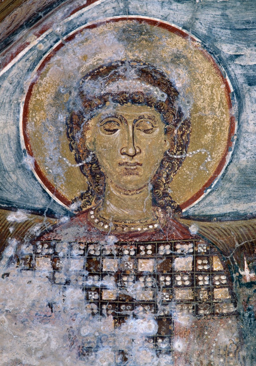 Affresco con santo nella chiesa bizantina di Agios Georgios, Vathi, Creta, Grecia da Unbekannt Unbekannt