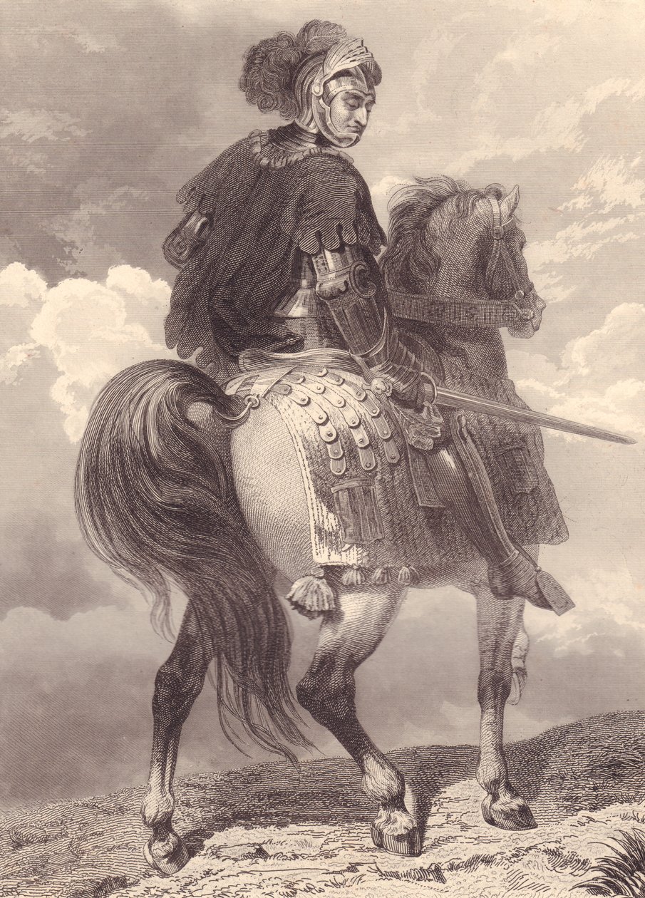 Ritratto del leader militare e politico italiano Gian Giacomo Trivulzio (1440-1518), incisione, 22x16 cm, dalla Galerie Historique de Versailles, Histoire de France, Charles Gavard Publisher, Parigi, circa 1840 da Unbekannt Unbekannt
