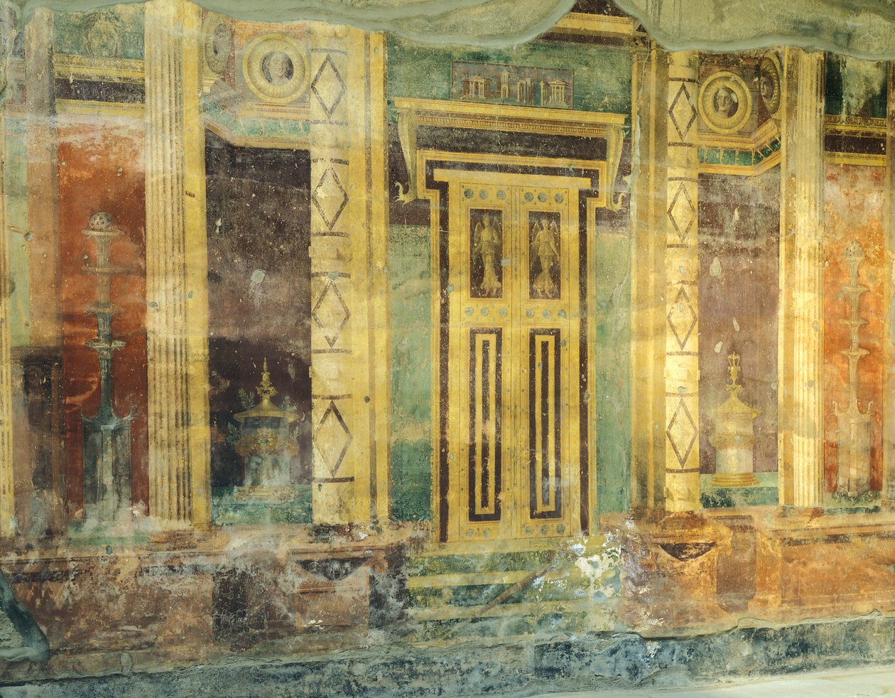 Oplonti, area archeologica di Torre Annunziata, Villa di Poppea, Grande Sala, Affresco con colonne in Secondo Stile Pompeiano da Unbekannt Unbekannt