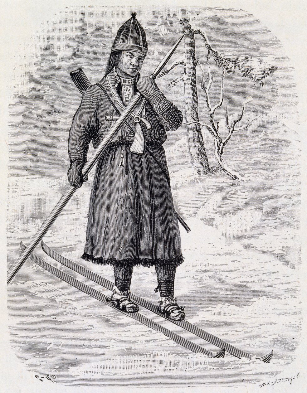 Lars Tuorda, atleta lappone vincitore della competizione di sci di fondo organizzata nel 1884 da Adolf Erick Nordenskjold da Unbekannt Unbekannt