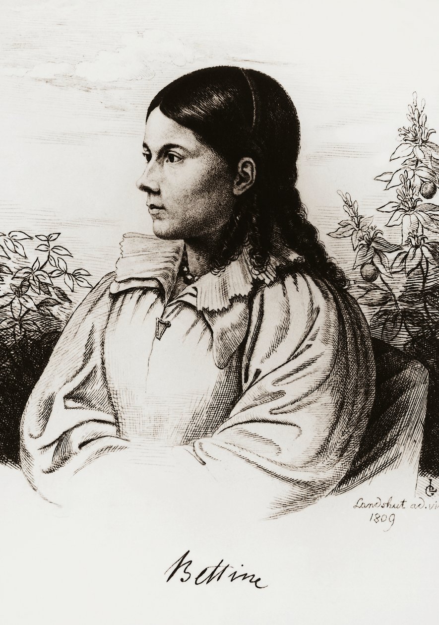 Ritratto di Bettina Brentano von Arnim (1785-1859) da Unbekannt Unbekannt