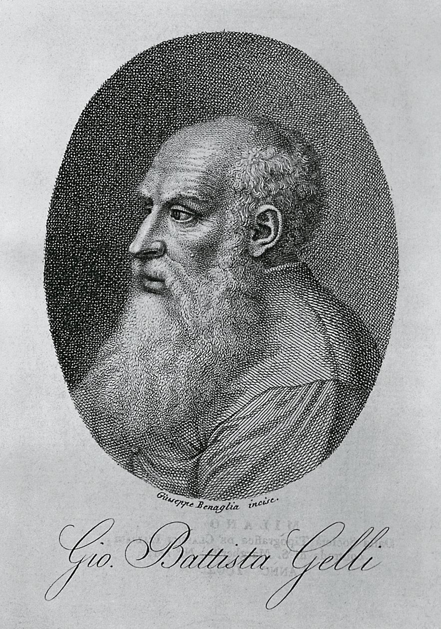 Ritratto di Giovan Battista Gelli (1498-1563), filosofo, scrittore e studioso italiano, incisione di Giuseppe Benaglia (ca 1796-ca 1830) da Unbekannt Unbekannt