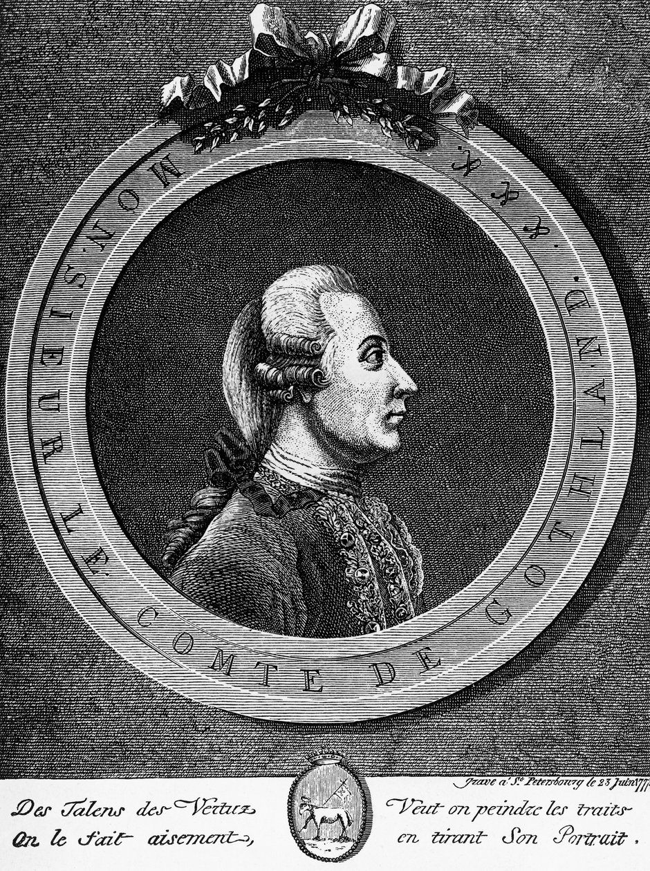 Ritratto di Gustavo III (1746-1792), Re di Svezia dal 1771, incisione da Unbekannt Unbekannt