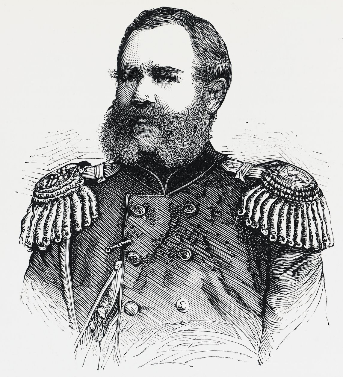 Ritratto di Nikolai Obruchev (1830-1904), generale russo, incisione da Unbekannt Unbekannt
