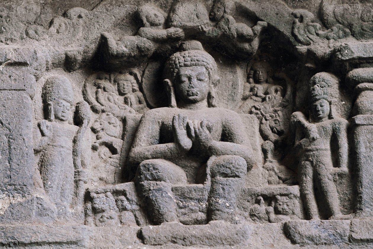 Rilievo raffigurante Buddha, grotte di Karla, Maharashtra, India, II secolo da Unbekannt Unbekannt