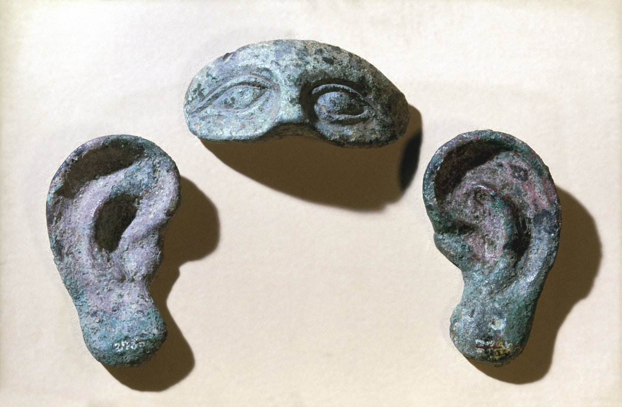Occhi e orecchie votive romane, bronzo, 200 a.C.-100 d.C. da Unbekannt Unbekannt