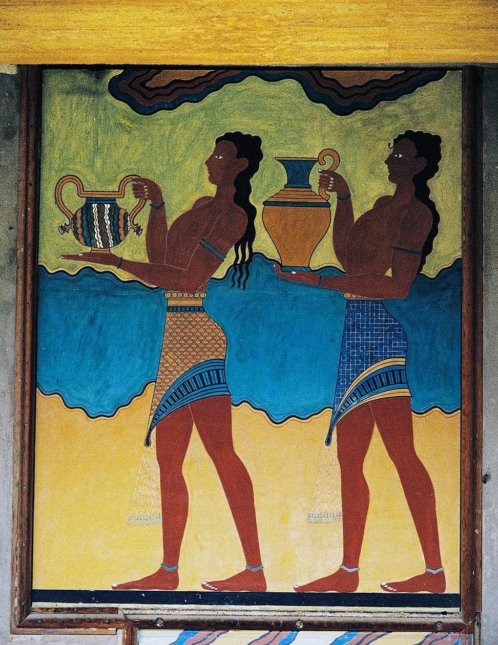 Servitori che trasportano vasi, affresco nel Palazzo di Cnosso, Creta, civiltà minoica da Unbekannt Unbekannt