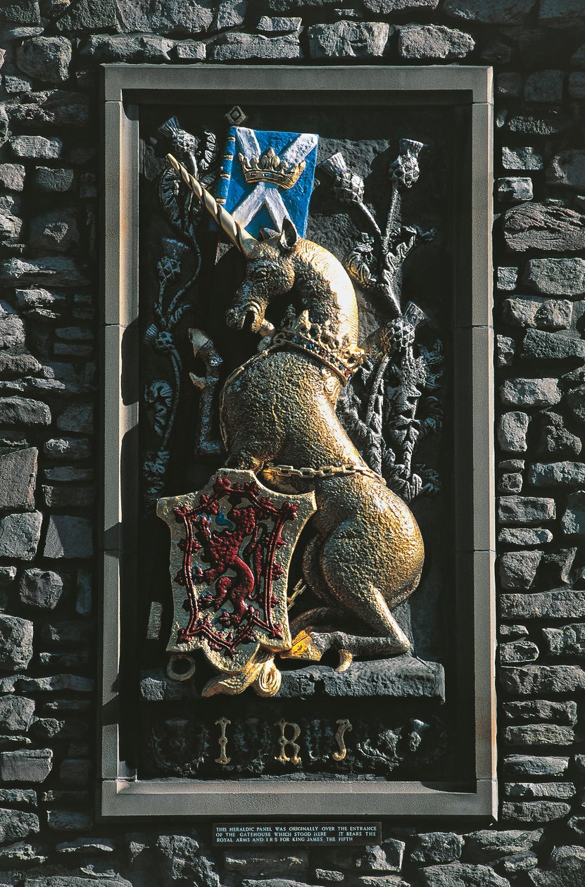 Unicorno, stemma araldico sulla facciata del palazzo di Holyrood, Edimburgo, Scozia, Regno Unito da Unbekannt Unbekannt