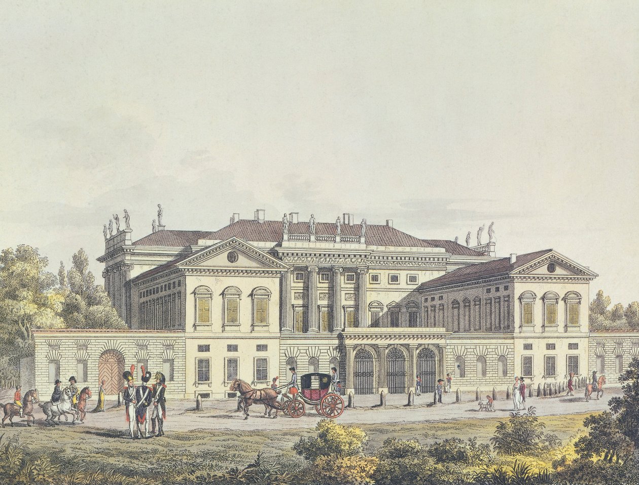 Veduta della Villa Reale nei giardini pubblici, Milano, Italia da Unbekannt Unbekannt