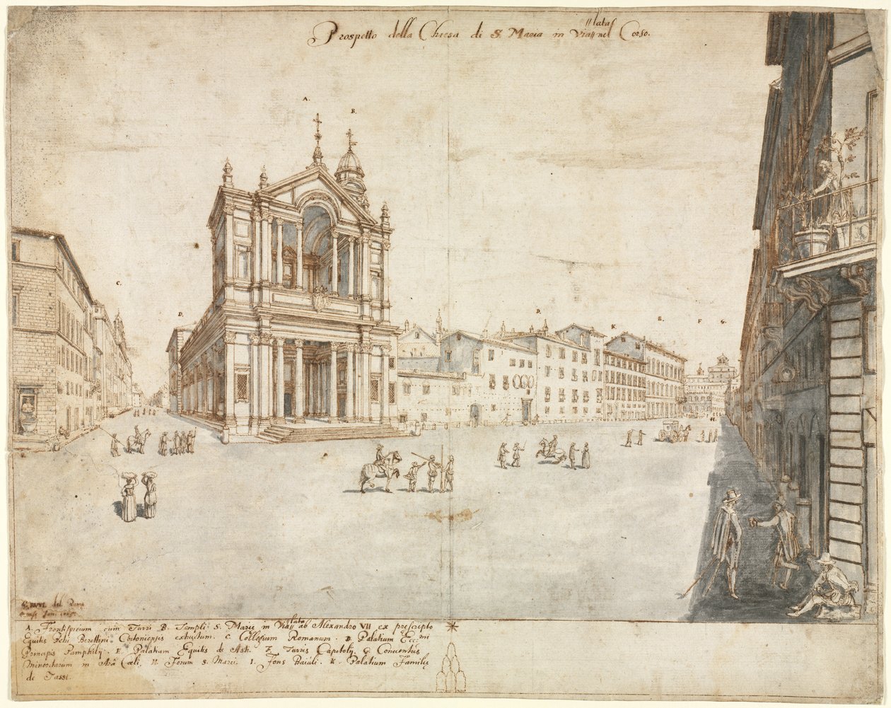 Diciotto vedute di Roma: Santa Maria in Via Lata da Lievin Cruyl