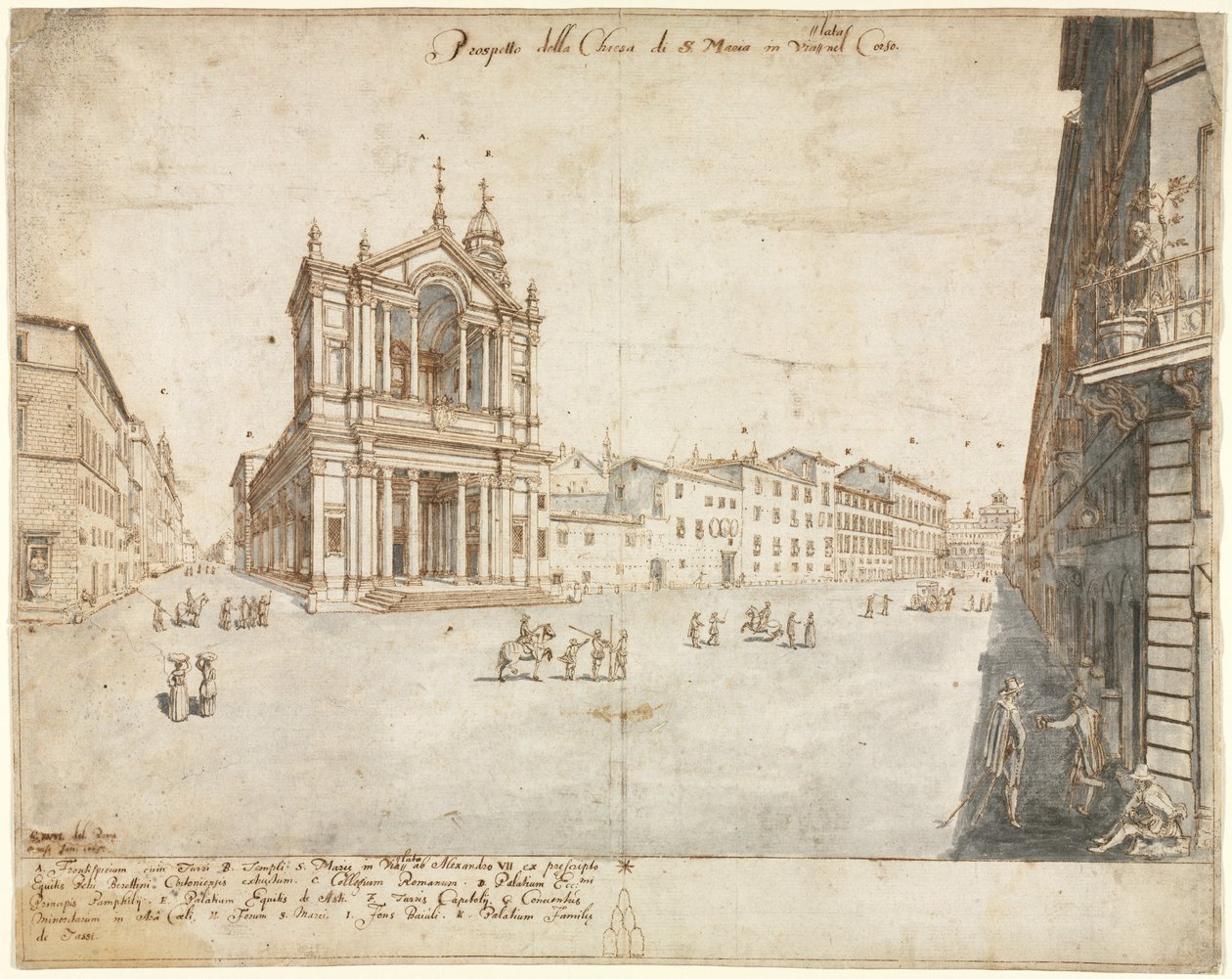 Diciotto vedute di Roma: Santa Maria in Via Lata, 1665 da Lievin Cruyl
