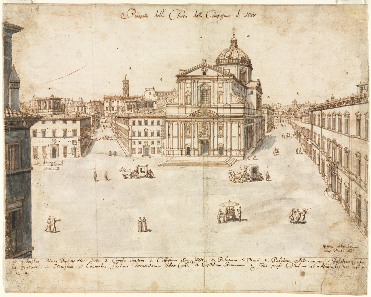 Diciotto vedute di Roma: La Chiesa del Gesù, 1665 da Lievin Cruyl