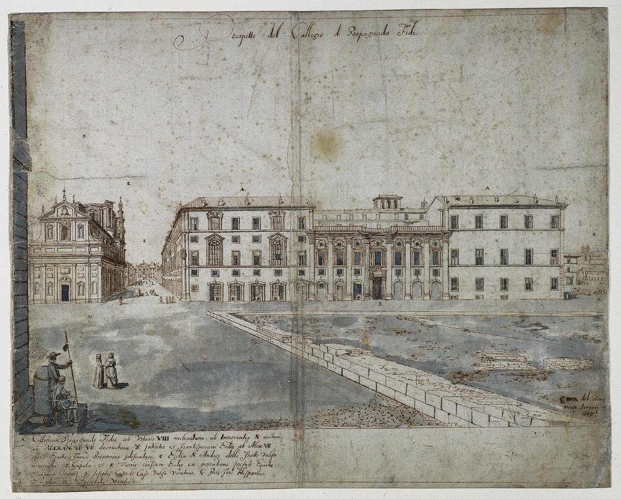 Diciotto vedute di Roma: Il Collegio di Propaganda Fide, 1665 da Lievin Cruyl