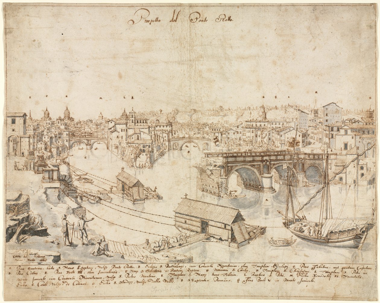 Diciotto Vedute di Roma: Il Ponte Rotto da Lievin Cruyl