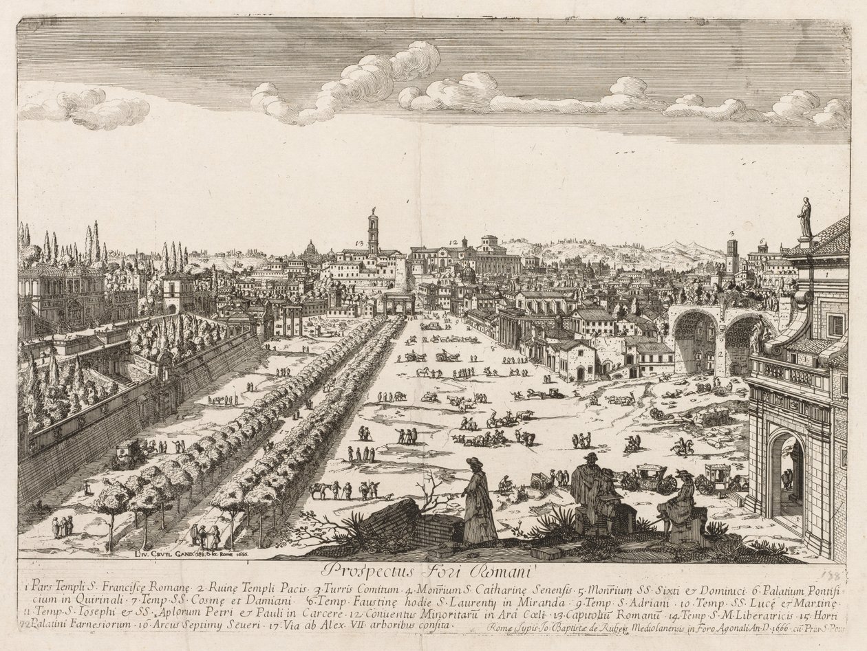 Foro Romano da Prospectus Locurum Urbis Romae Insignium, 1666 da Lievin Cruyl
