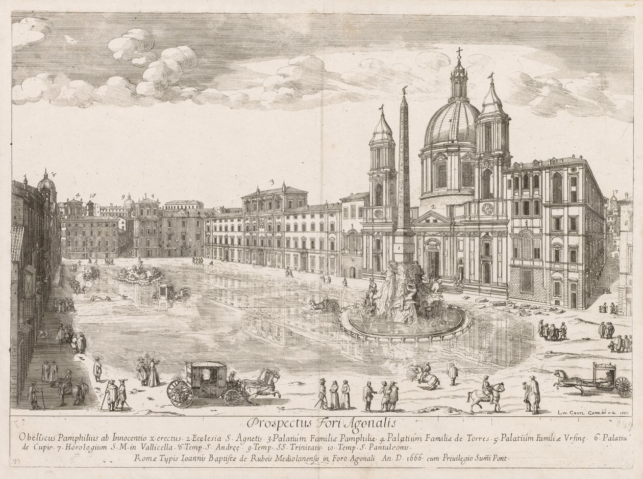 Piazza Navona da Prospectus Locurum Urbis Romae Insignium, 1666 da Lievin Cruyl