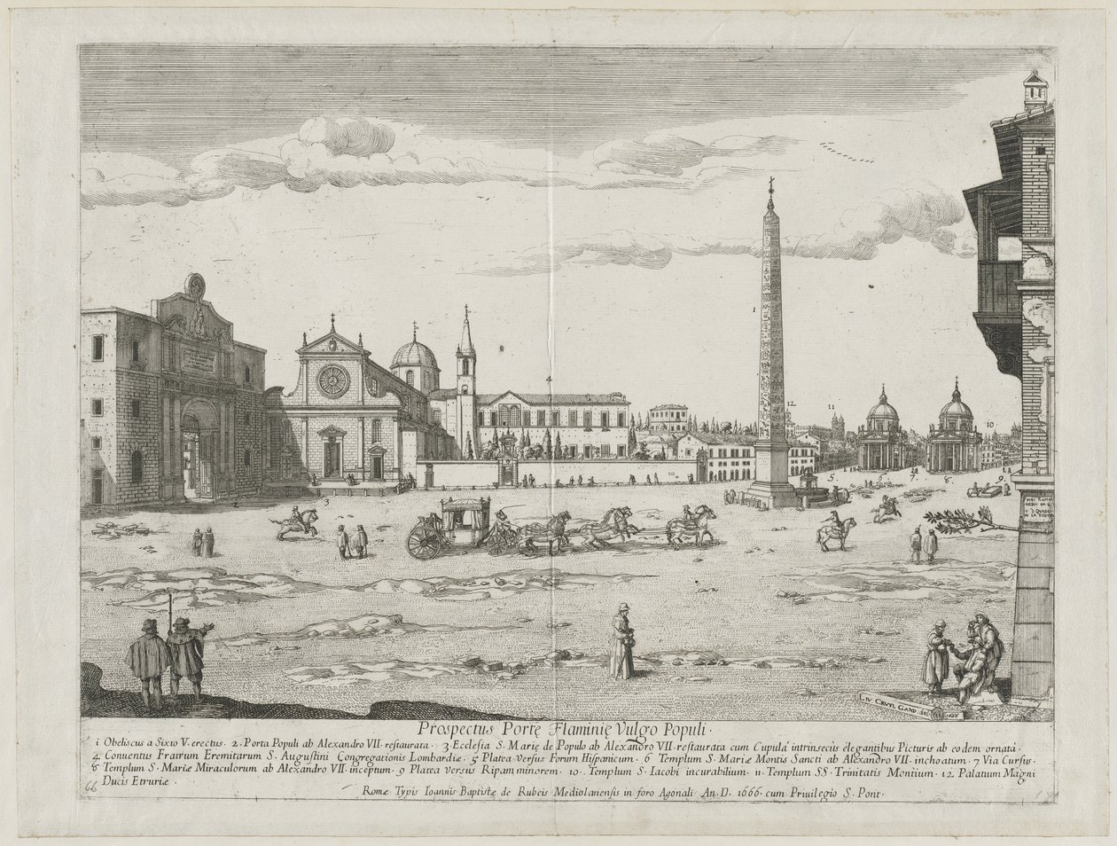 Prospetto dei Luoghi della Città di Roma Insign[ium], 1666 da Lievin Cruyl