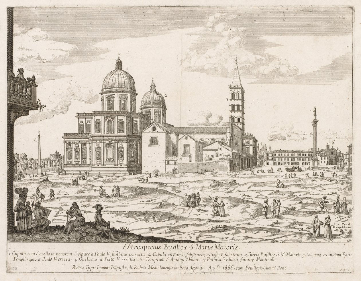 Santa Maria Maggiore da Prospectus Locurum Urbis Romae Insignium, 1666 da Lievin Cruyl