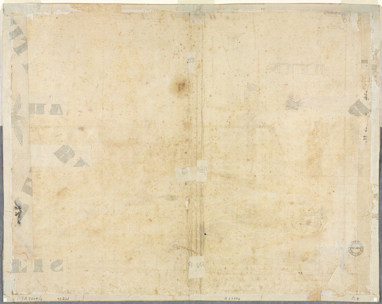 Schizzi di finestre e pilastri del piano attico del Collegio di Propaganda Fide verso, XVI secolo da Lievin Cruyl