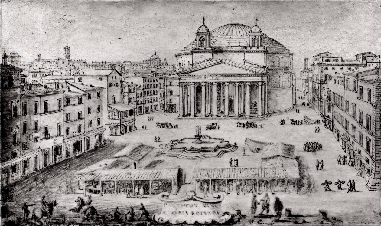 Veduta del Pantheon, Roma, primi anni 1670 da Lievin Cruyl
