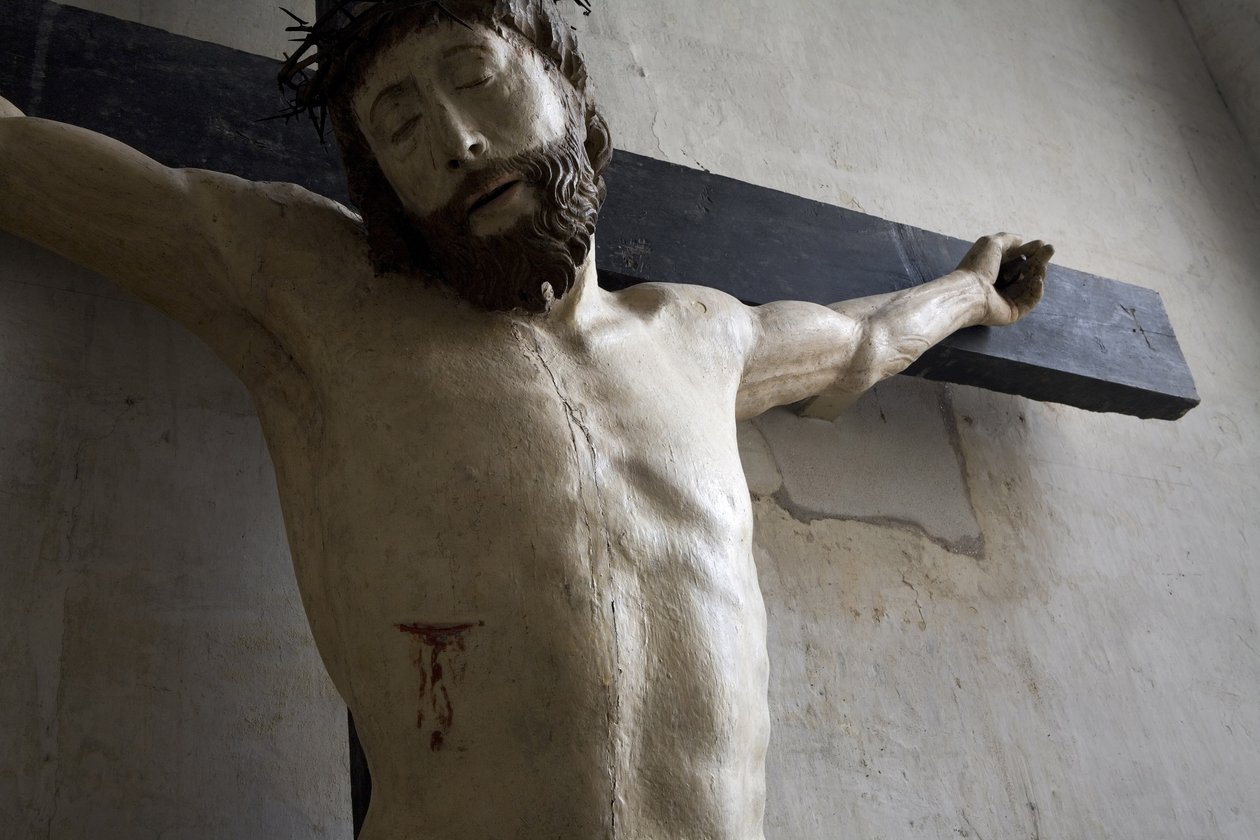 Cristo sulla croce, dettaglio (legno dipinto) da Ligier Richier