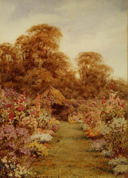 Vecchia casa estiva con tetto di paglia da Lilian Stannard