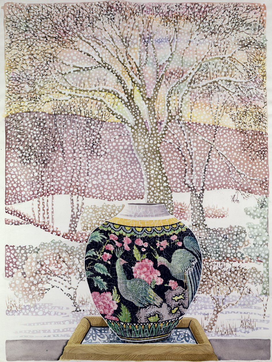 Grande vaso di zenzero in tempesta di neve da Lillian Delevoryas