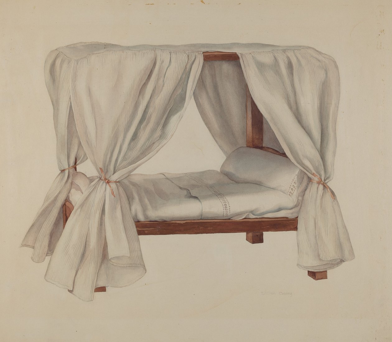 Letto per bambole, c. 1937 da Lillian Causey