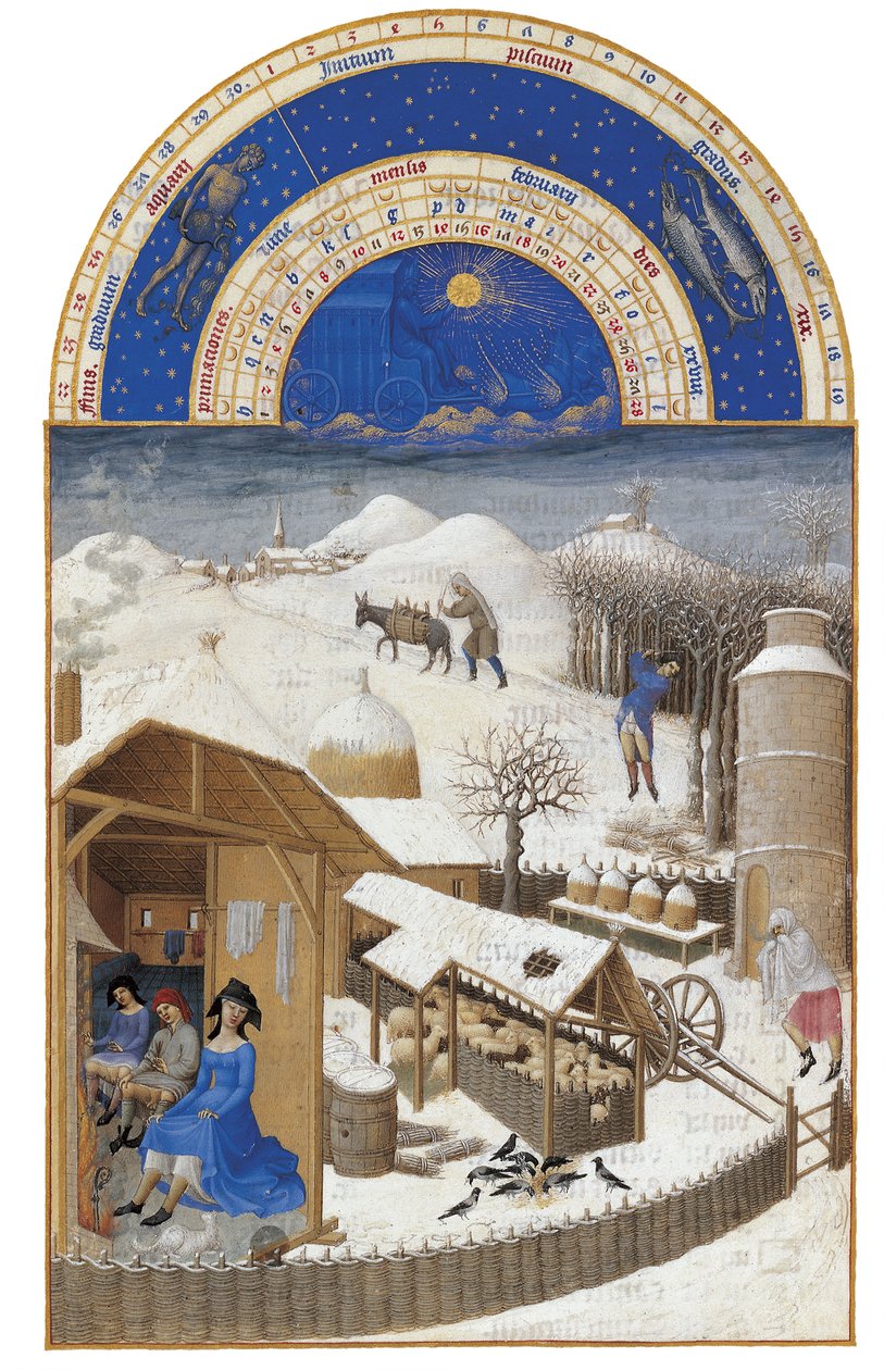 Febbraio Les Très Riches Heures du duc de Berry da Limbourg Brothers