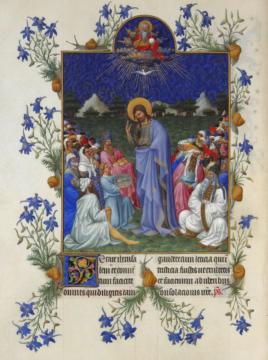 Très Riches Heures del duca di Berry - La moltiplicazione dei pani e dei pesci da Limbourg Brothers