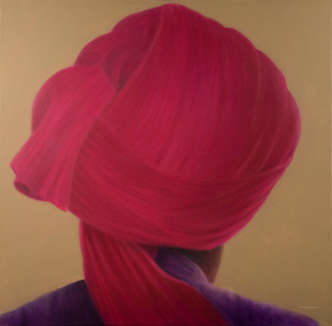 Turbante Rosso Scuro, Giacca Viola da Lincoln Seligman