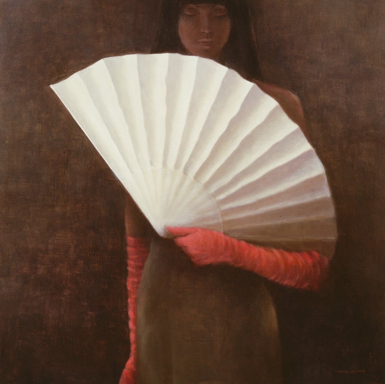 Ragazza con ventaglio bianco da Lincoln Seligman