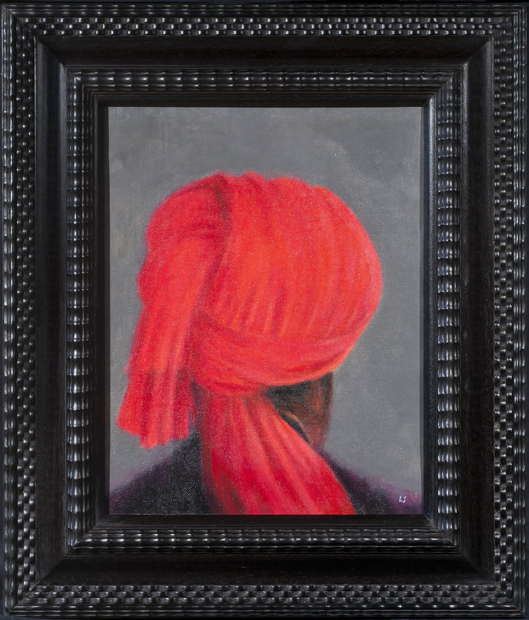 Turbante rosso su grigio, 2014 da Lincoln Seligman