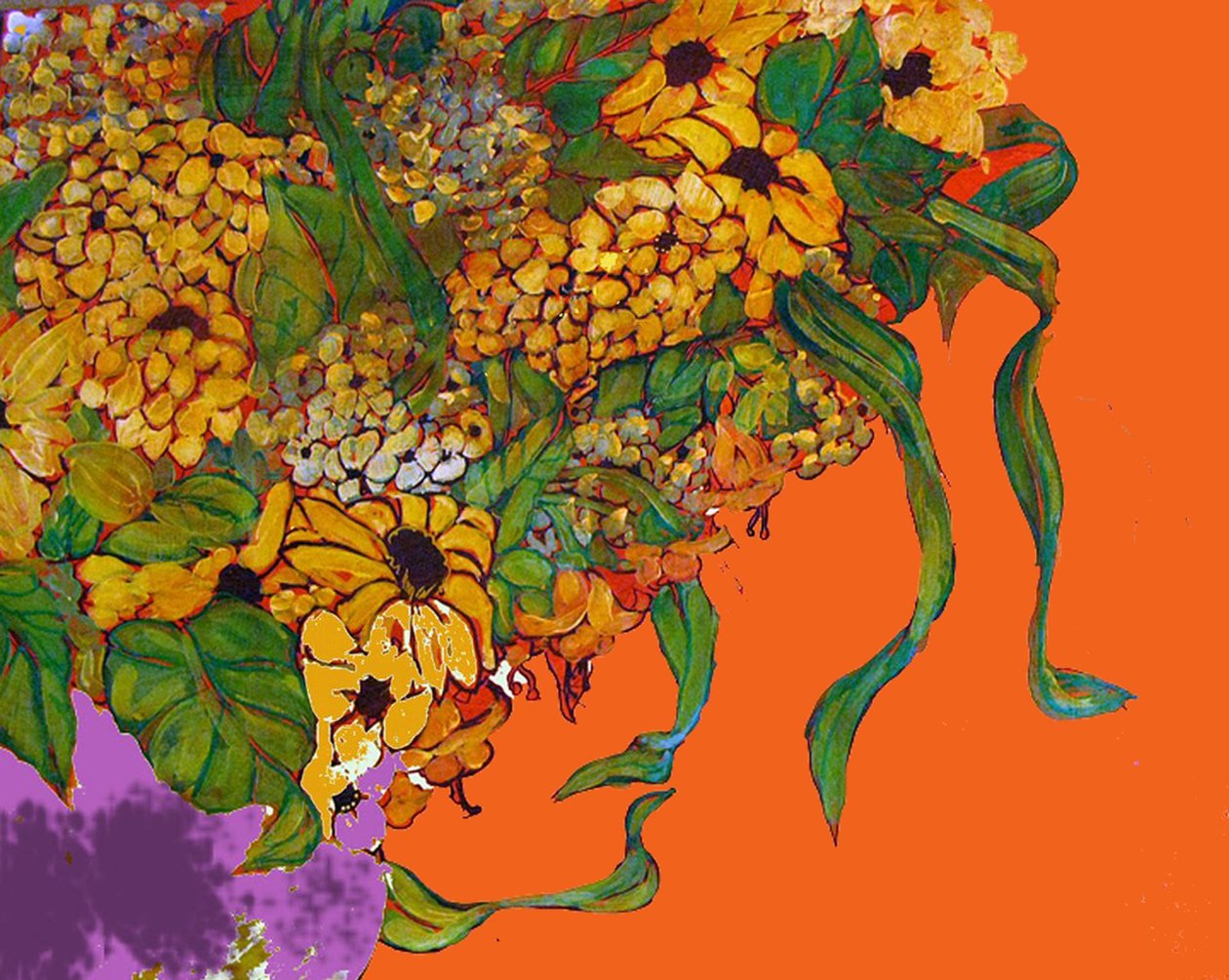 Fiori nel mio vaso, 2014 (misto, acrilico, inchiostro, olio) da linda arthurs