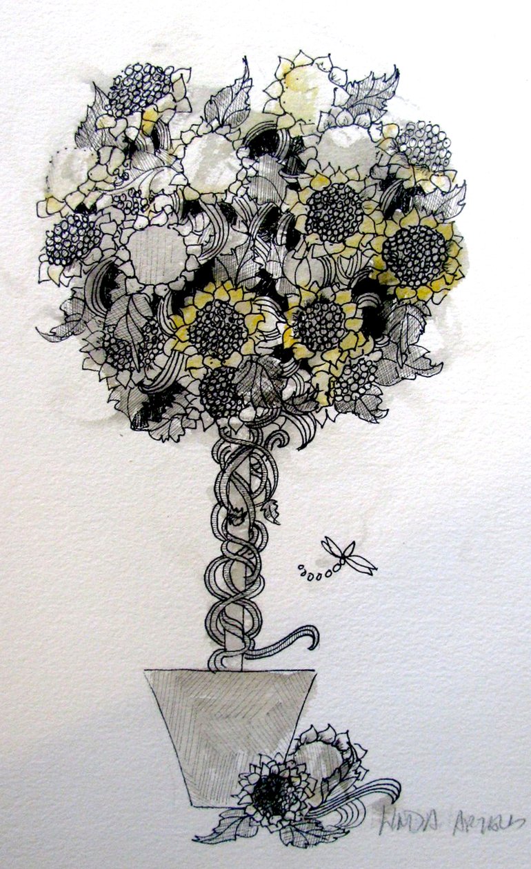Disposizione dei girasoli, 2015 (penna e inchiostro) da linda arthurs
