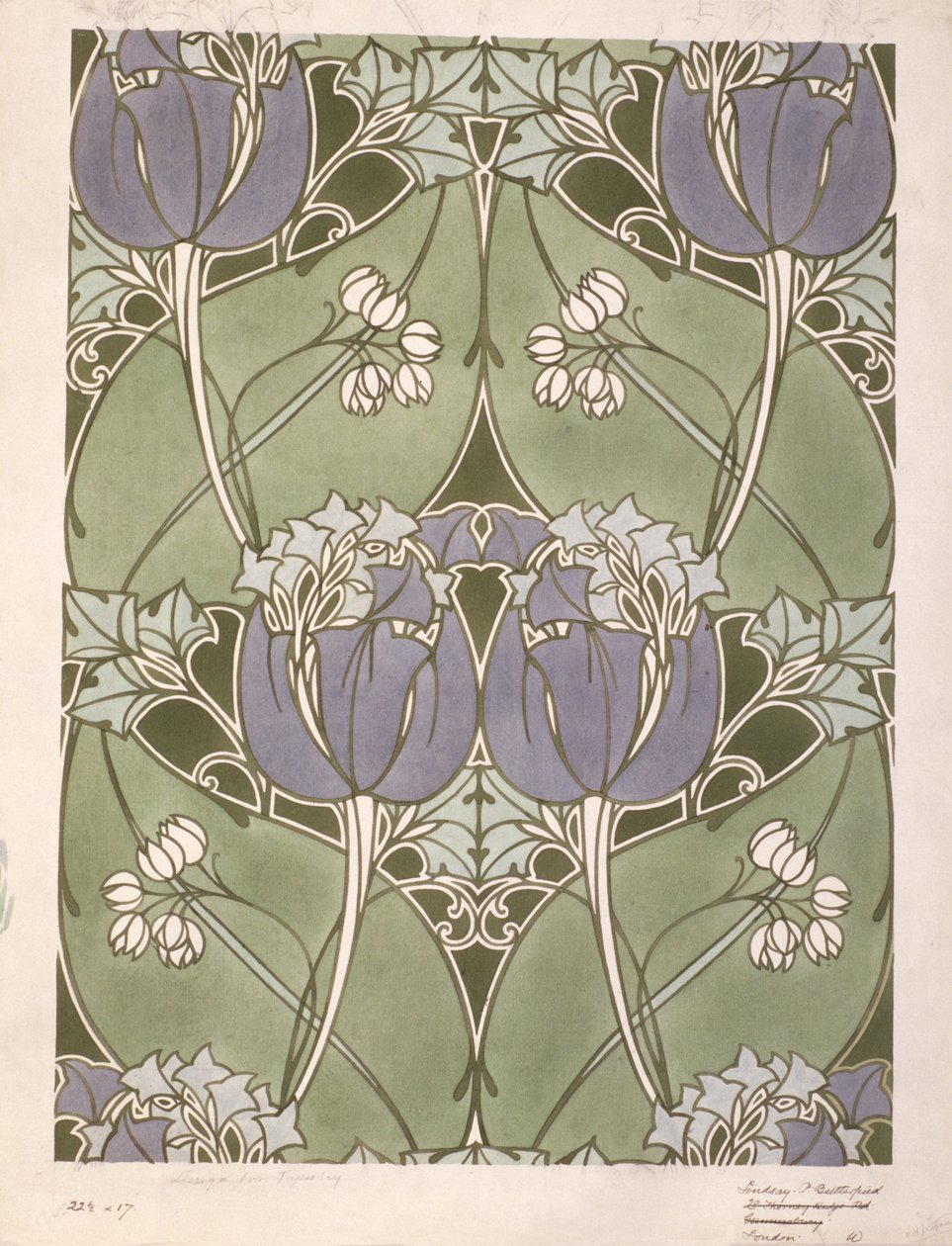 Disegno per un tessuto floreale, 1905 circa (acquerello su carta) da Lindsay P. Butterfield